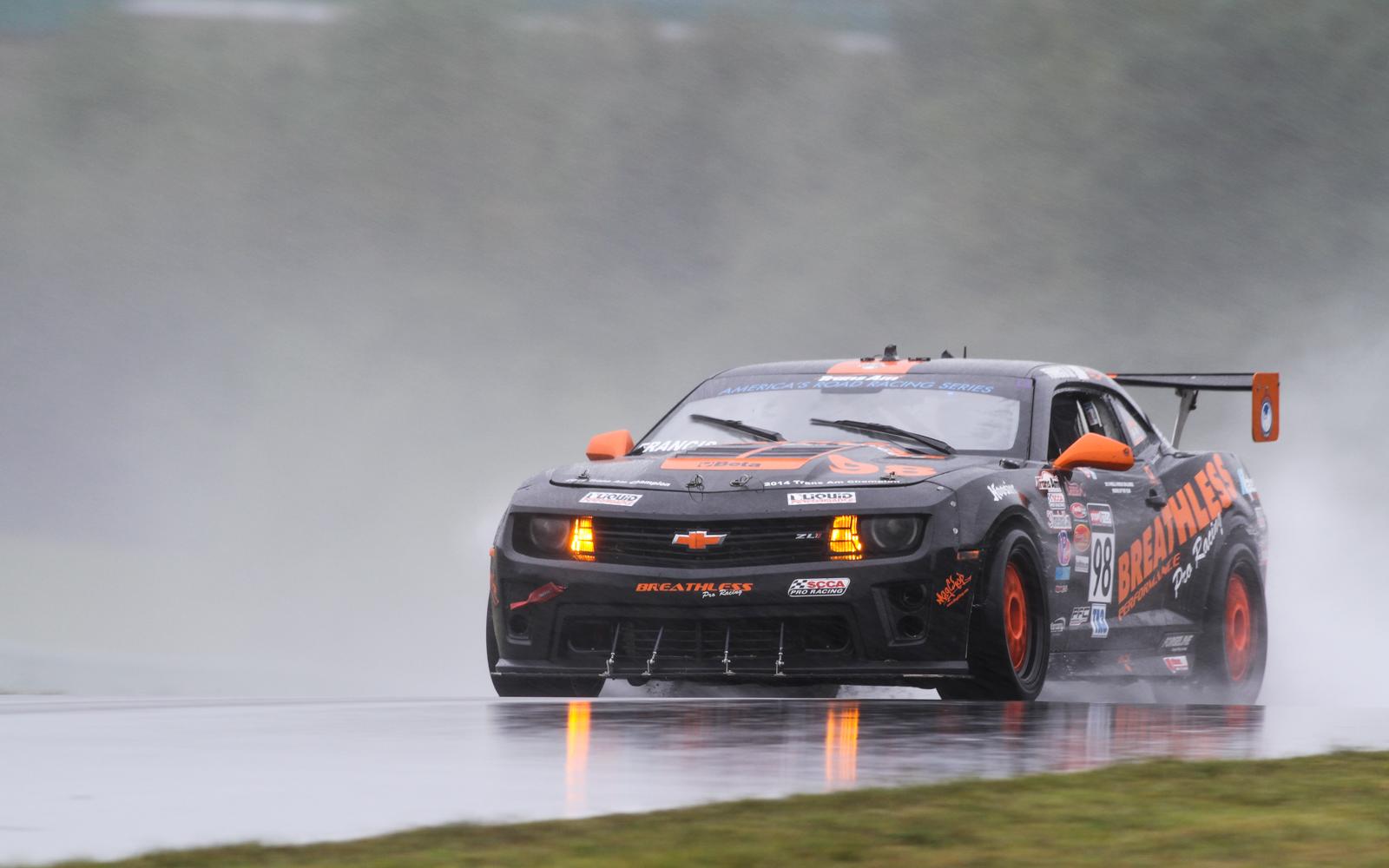  Ernie Francis, Jr., leads the way in wet practice at VIR